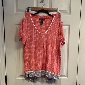 Rene Rofe Pink Polka Dot Pajama Set